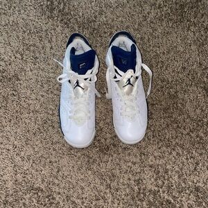 Jordan Kids White and Navy Sneakers
